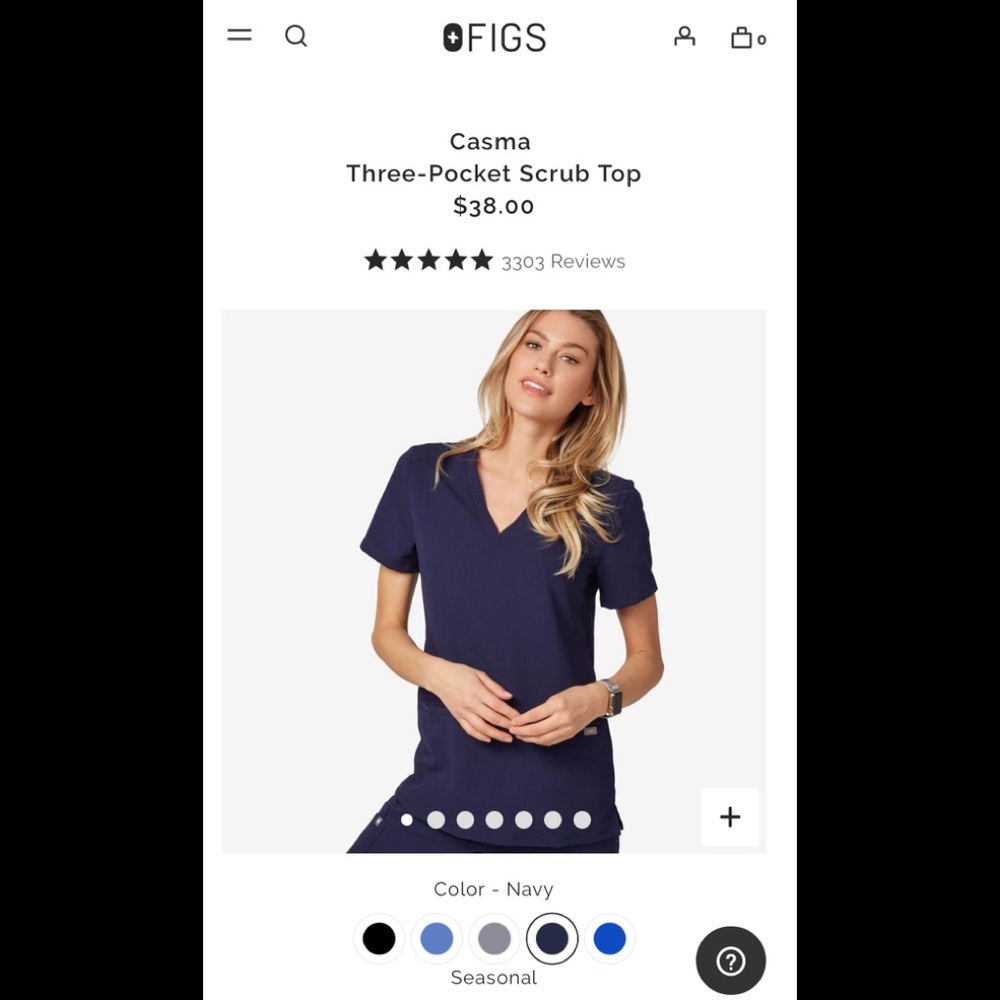 Navy Figs scrub top, XL